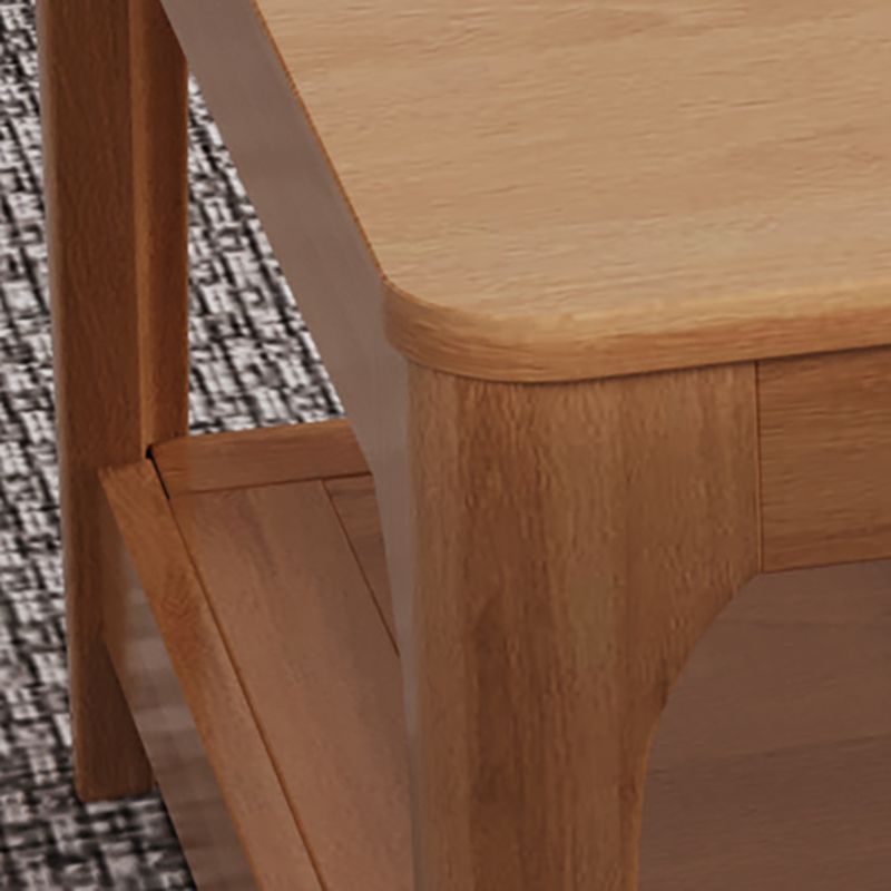 Modern Wooden 4 Legs Coffee Table with Shelf Rectangular Cocktail Table in Oak/Walnut