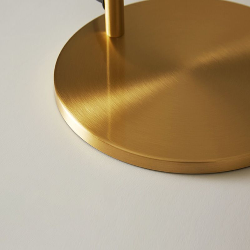 Postmodern Brass Table Lamp Ball Shaped Milk Glass 1-Light Living Room Table Light