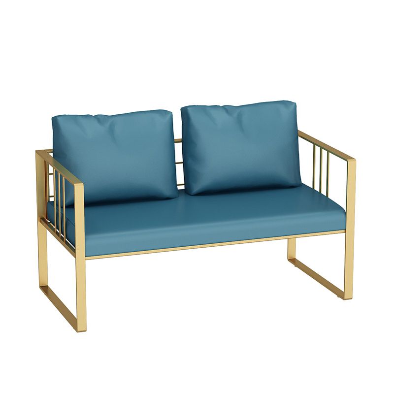 25.59" H Faux Leather Square Arm Sofa Contemporary Standard Sofa