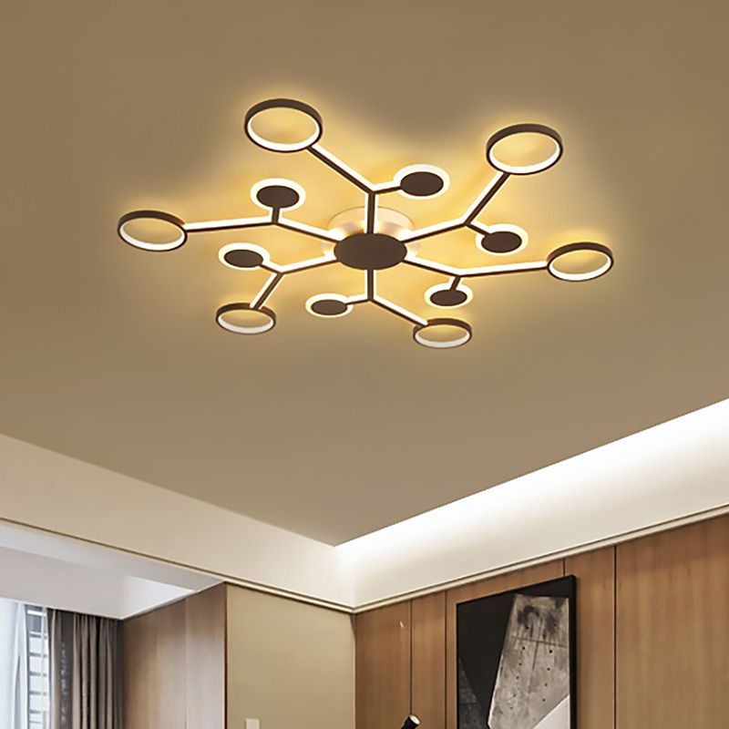 Modern Starburst Flush Lamp Acrylic 6/8/10 Lights Coffee Flush Mount Light in White/Warm Light
