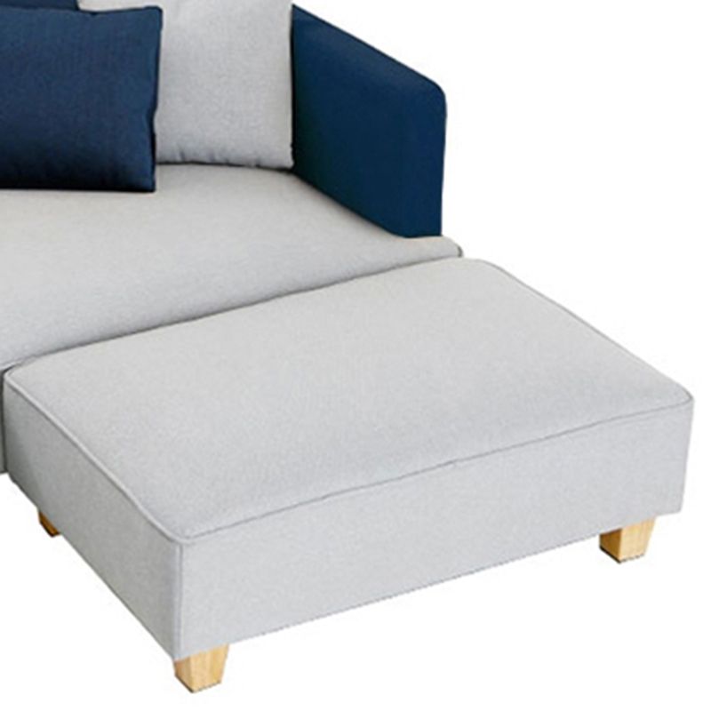 Scandinavian Lazy Sofa Linen Blend TV Chair with Pillows and Ottoman