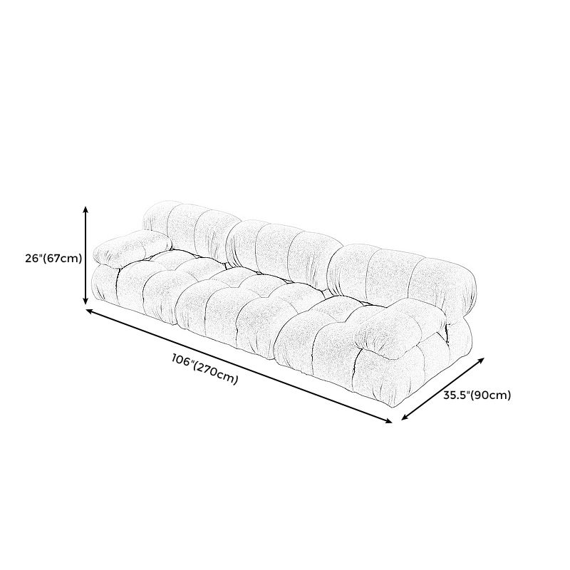 Contemporary Biscuit Back Sofa 26.38"High Velvet Couch for Living Room,White