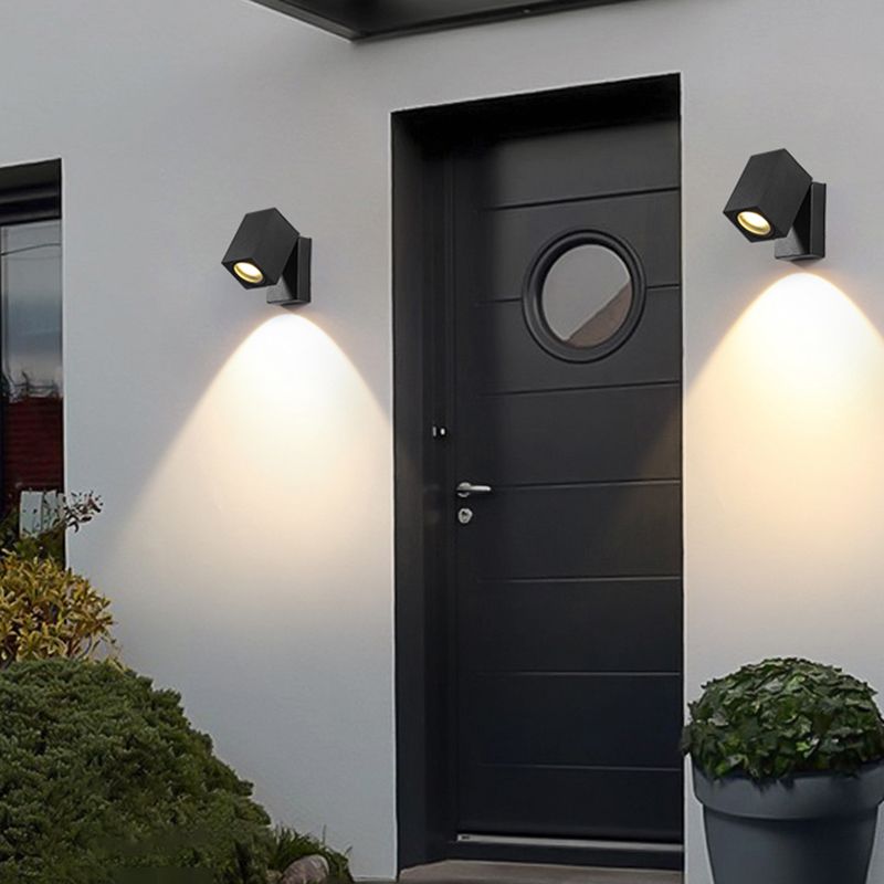 Simple Wall Sconce Rectangular Outdoor Wall Light Fixture with Metal