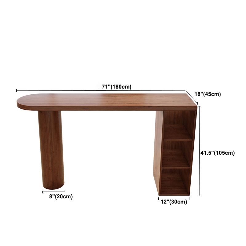 Contemporary Style Bar Table Solid Wood Bistro Bar Desk with Storage Shelf
