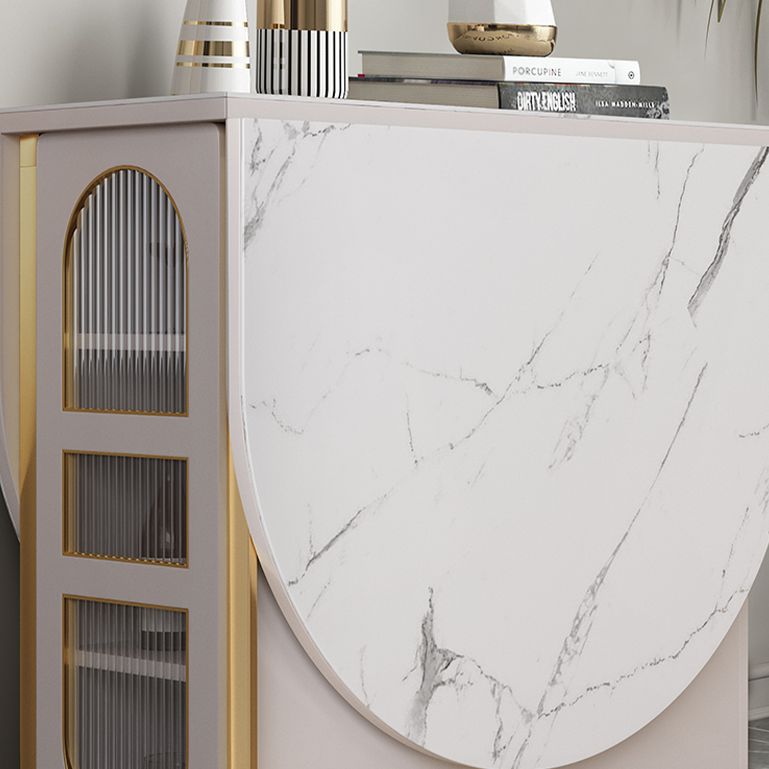 59-inch Oval Shape Casual Dining Table Two-Color Extendable Table with Sintered Stone