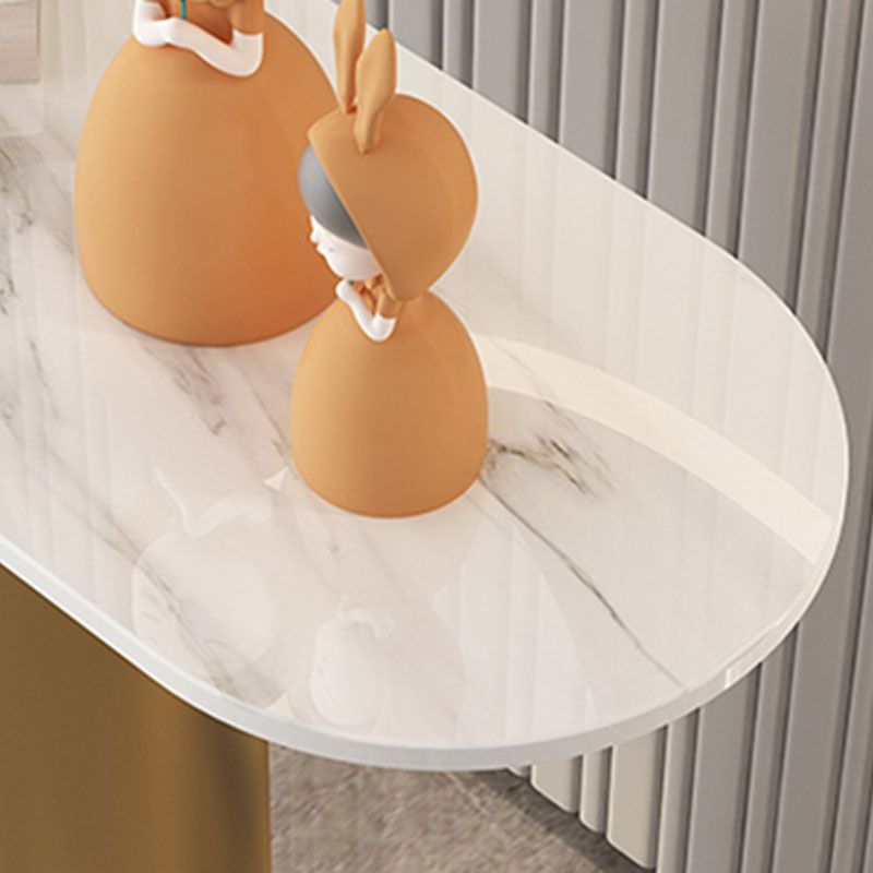 12" W Glam Console Table Stone Oval Stain Resistant Accent Table for Hall
