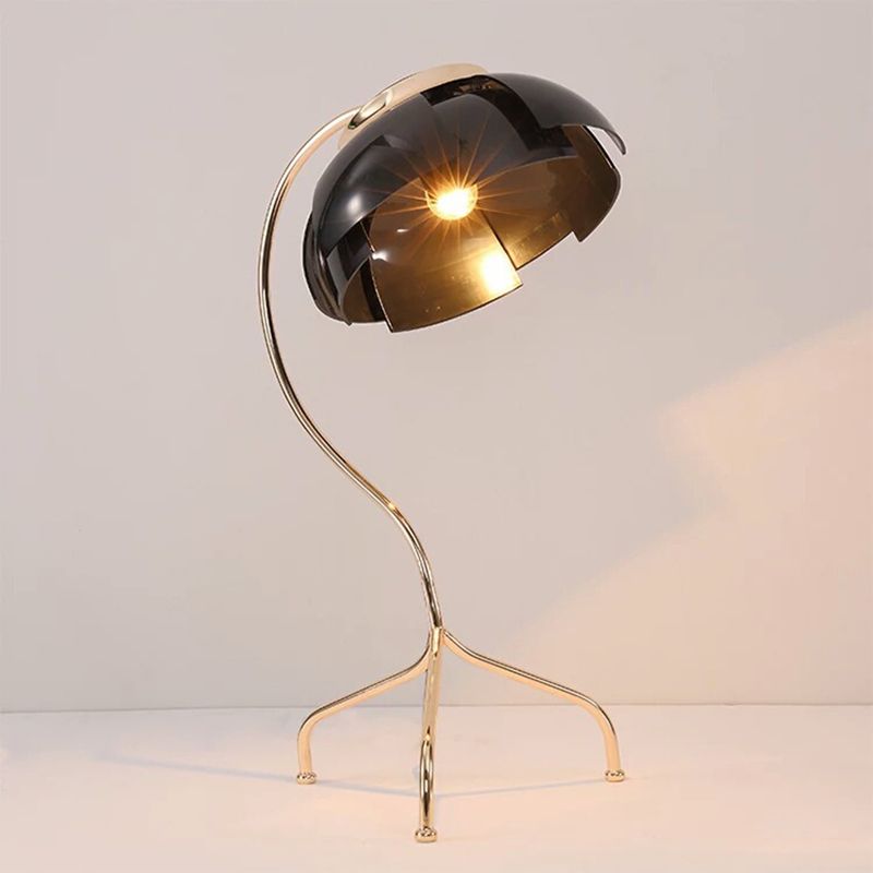 Dome Desk Light Modernist Metall Panel 1 Lampen Wohnzimmer Nachttischlampe in Schwarz mit Stativbasis