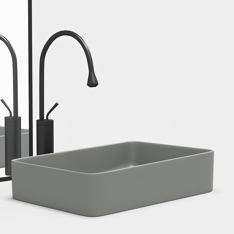 Contemporary Bathroom Sink Porcelain Rectangular Vessel Bathroom Sink