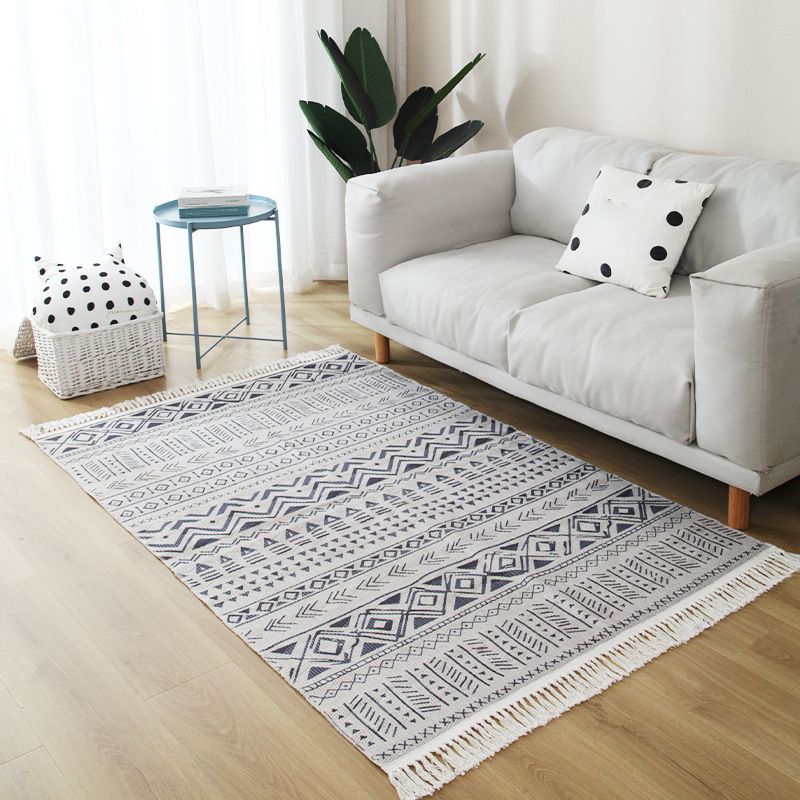 Stijlvolle boho chic tapijt multicolor geometrisch vloerkleed machine wassen tassel-getrimde tapijt voor huis