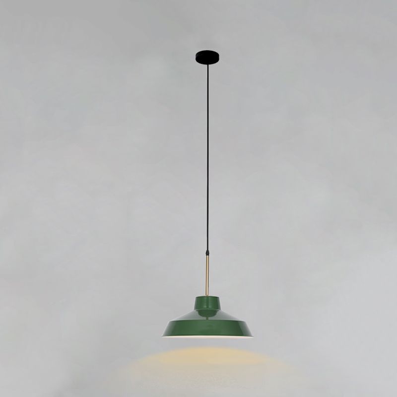 Lampada a sospensione verde a bulbina singola Metal Geometric Luce sospesa per sala da pranzo