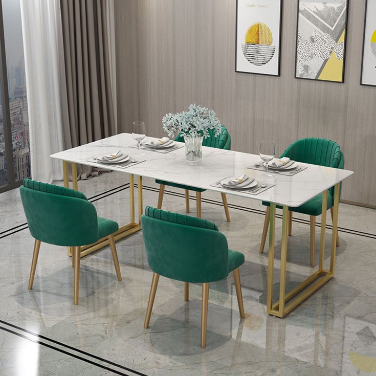 Glam Style 1/2/5 Pieces Dining Set White-gold Table Kitchen Set for Dining Room