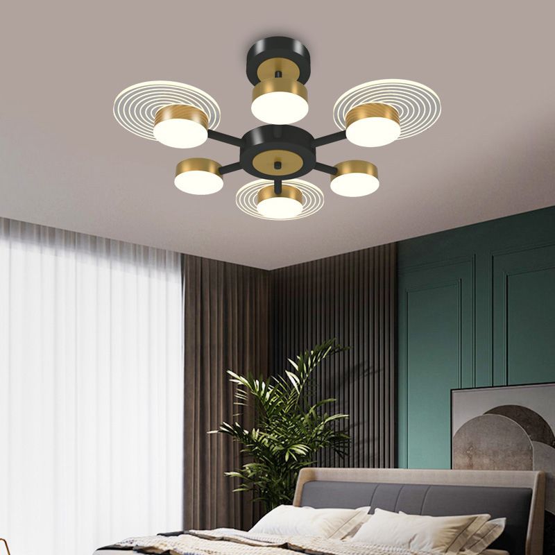 Bloemen woonkamer kroonluchter verlichting acryl minimalistische led hanger lamp in black-gold
