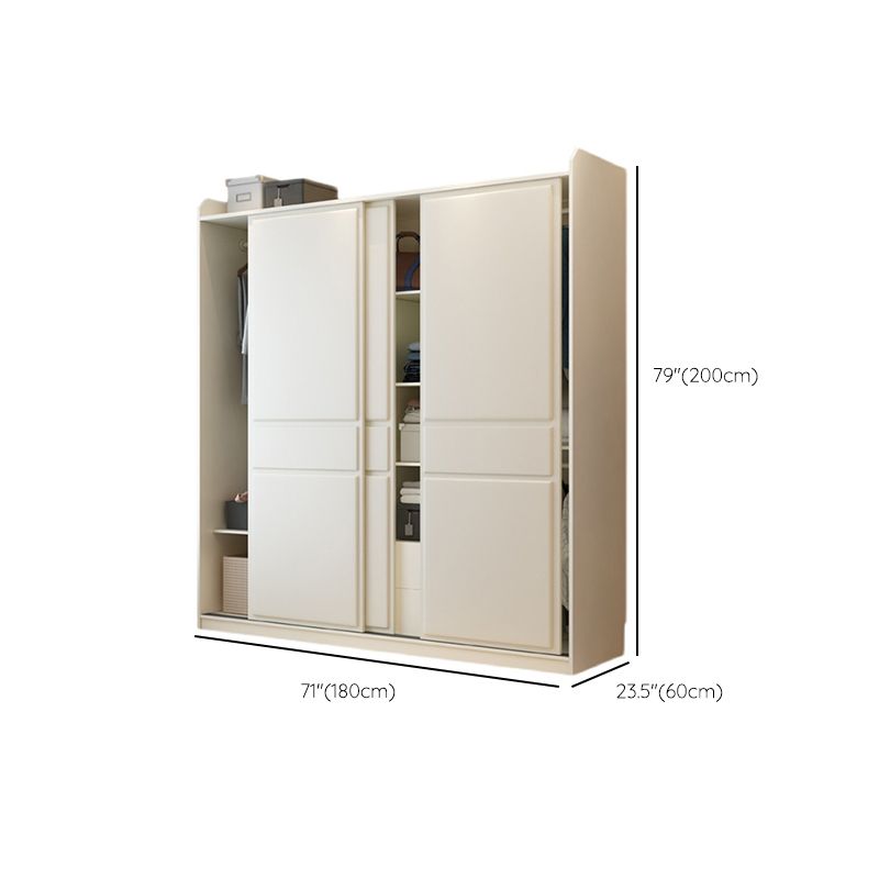White Modern Wardrobe Armoire Wooden Wardrobe Closet with Shelves