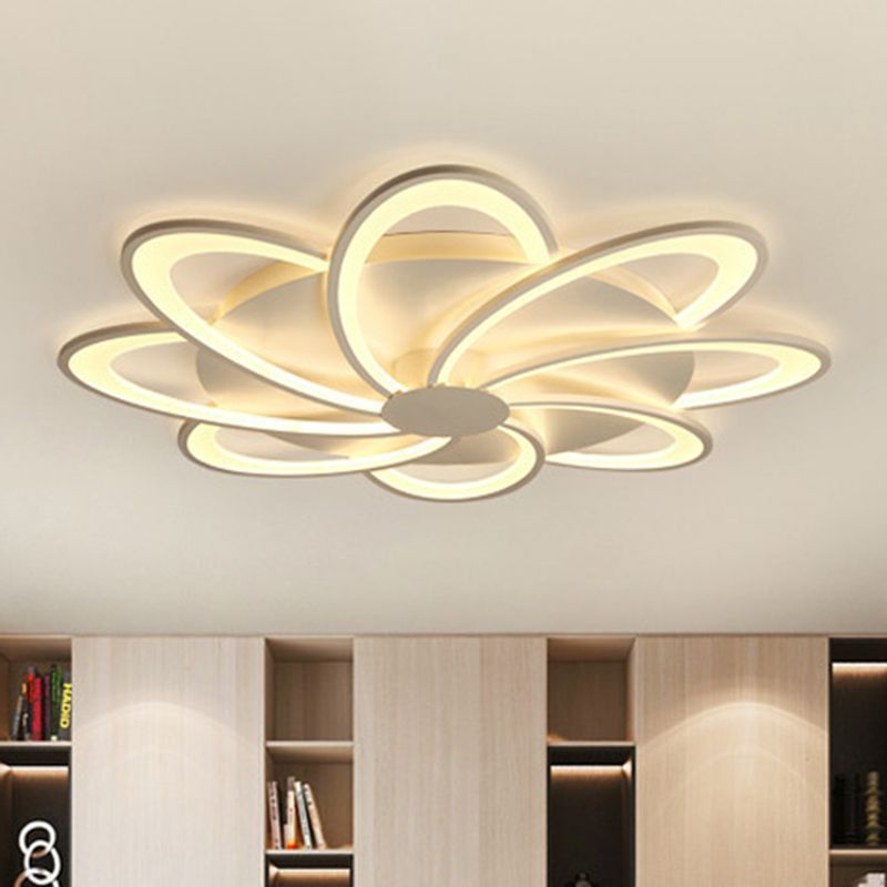 Contemporary Flower Flushmount Lighting Acrylic 6/7/8-Light Bedroom Ceiling Flush Mount in Warm/White Light