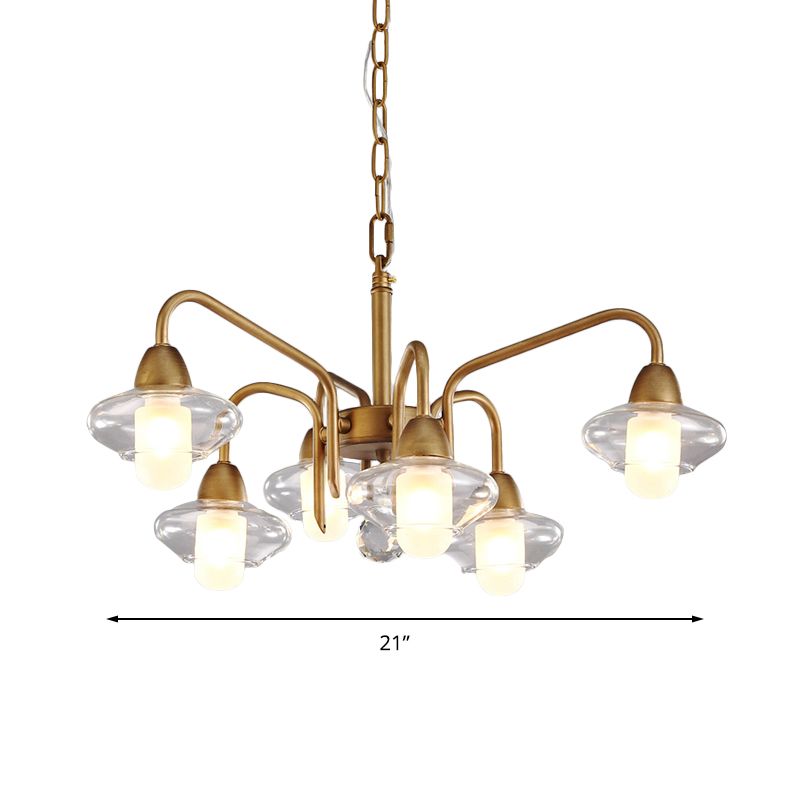 Lustre en verre givré elliptique lustre moderne 6-Light Room Pendant Lighting