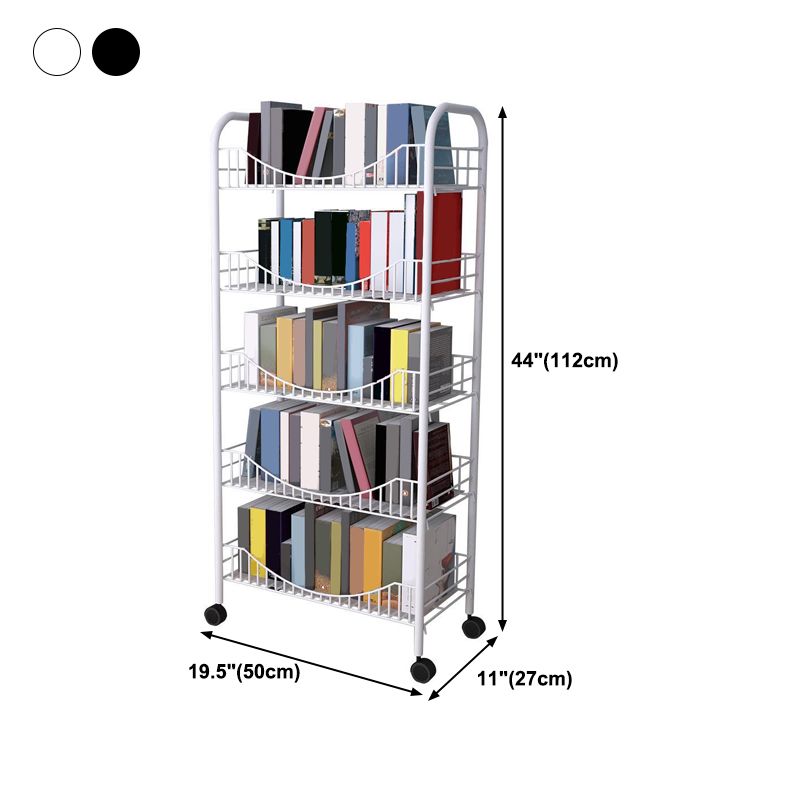 Contemporary Style Bookshelf Open Shelf Bookcase for Study Room Office with Casters