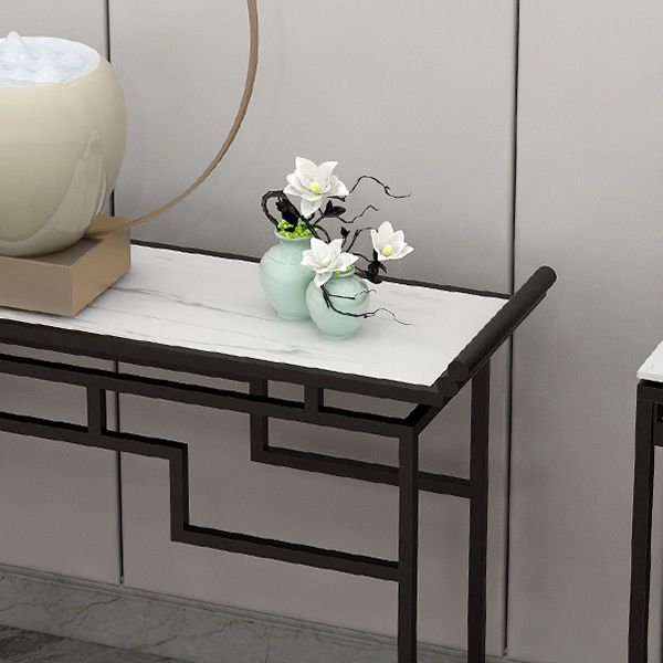 11"W Contemporary Console Table Stone White Rectangle Console Sofa Table