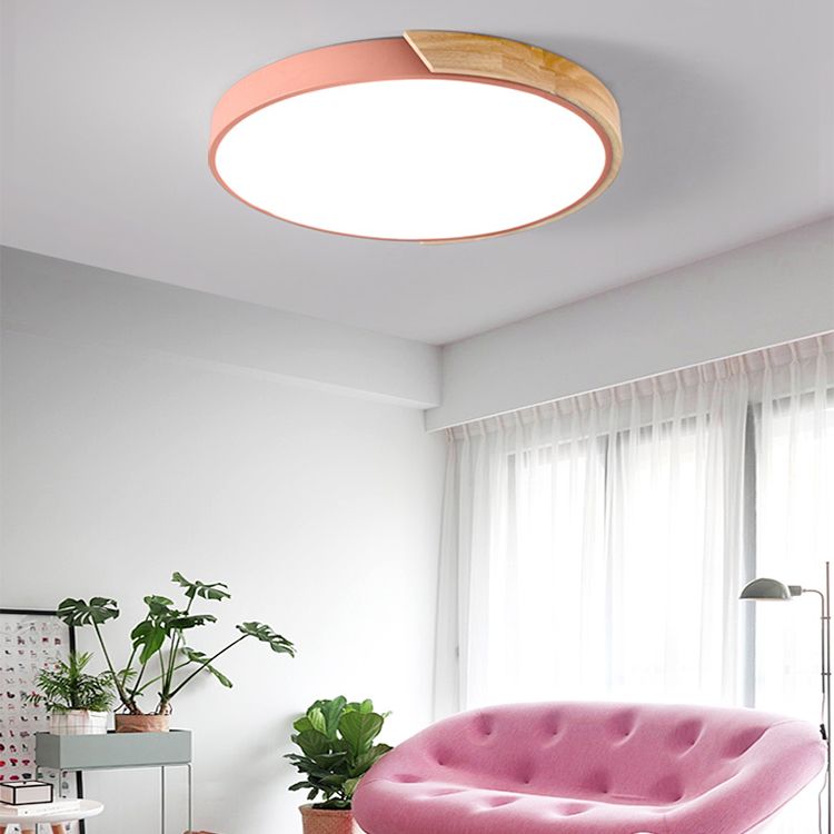 Nordic Round Ceiling Light Metal Colorful LED Flush Mount Light for Living Room