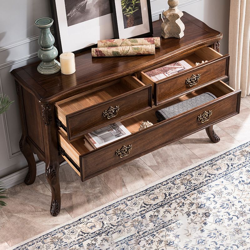 French Country Rectangle Console Table Wood Console Sofa Table with Drawers for Hall