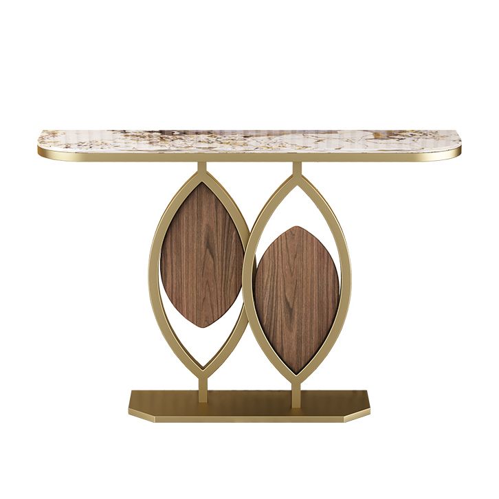 Glam Console Accent Table Antique Finish Half Moon Console Table