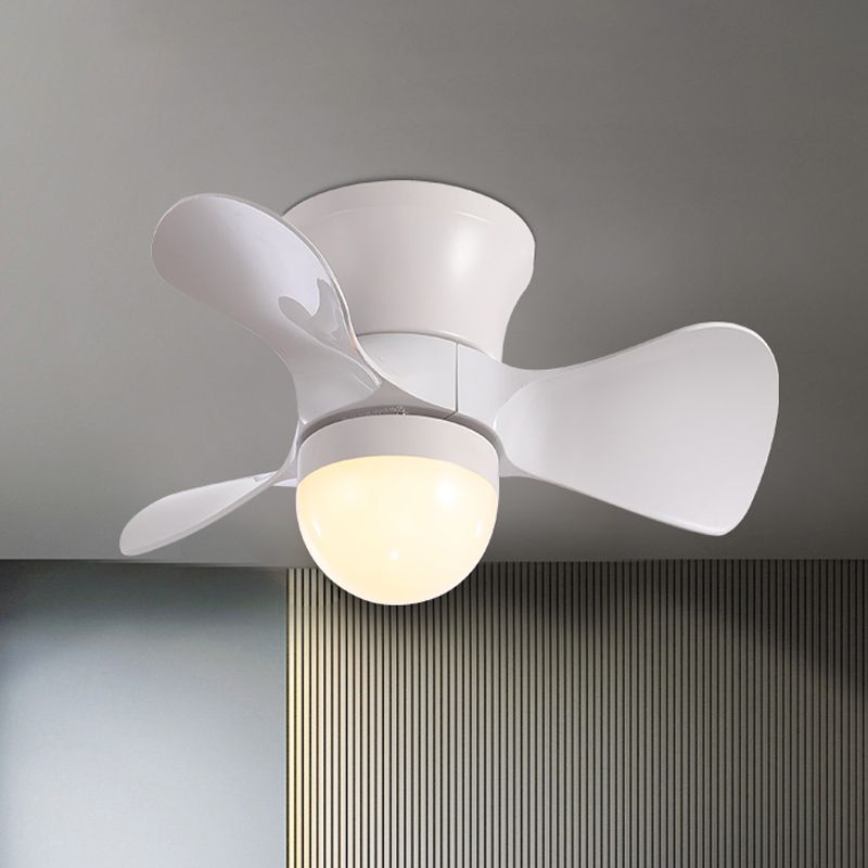 Nordische Halbglobe-Acrylventilatorbeleuchtung 23,5 "breites 3-Blatt-LED-LED-Spülendecke in Kaffee/Weiß