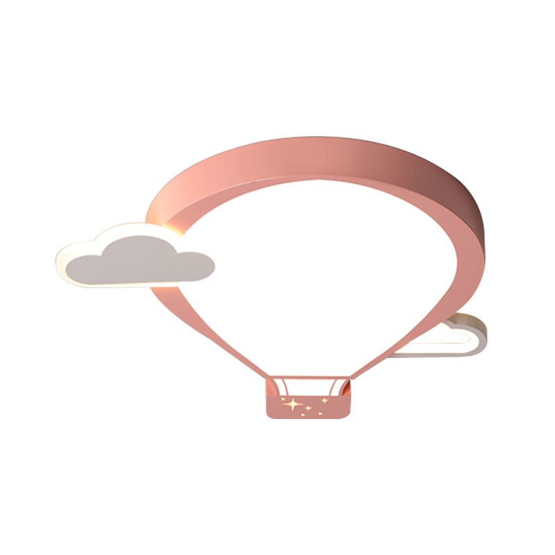 Hot Air Balloon Ceiling Lighting Cartoon Acrylic Pink/Blue LED Flush Mount Lamp in Warm/White Light for Nursery