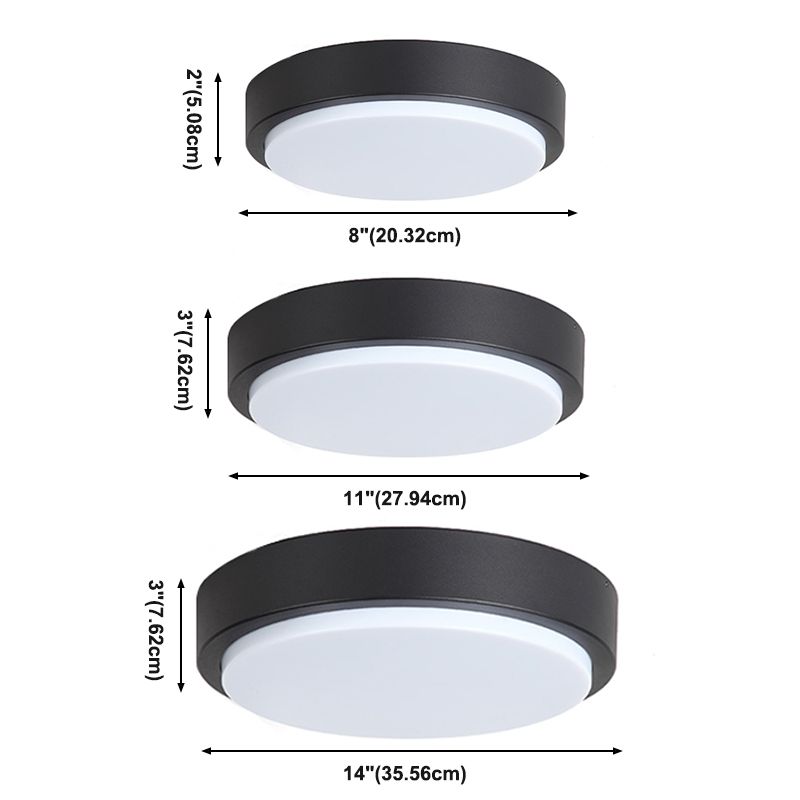 Ronde inbouwlamp Traditionele 1-lichts dicht bij plafondlamp met witte plastic kap