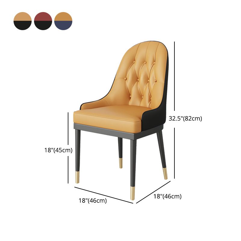 Glam Style Faux Leather Chair Metal Dining Chairs for Home Use