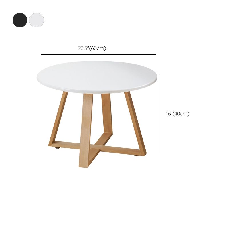 Modern Style Round Wood Coffee Table Cross Legs Cocktail Table