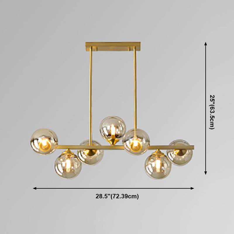 Zeitgenössische Anhänger Lichter Sphere Glass Island Beleuchtungsideen in Gold