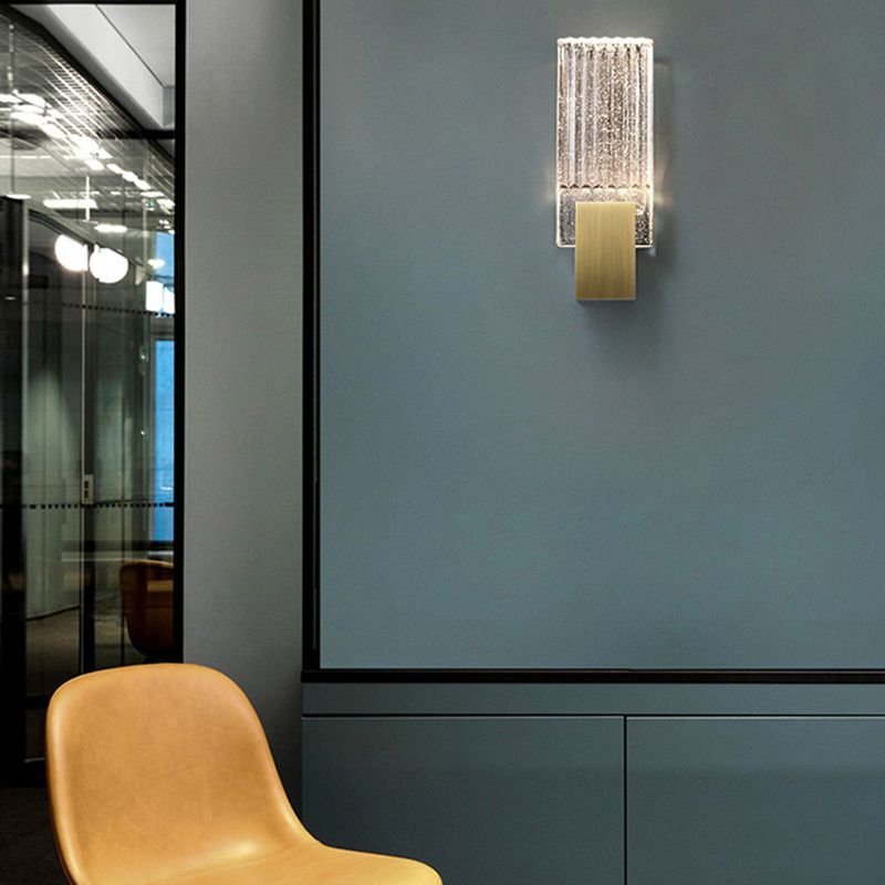 Iron and Crystal Wall Lighting Fixture in Gold LED Post Modern Wall Sconce