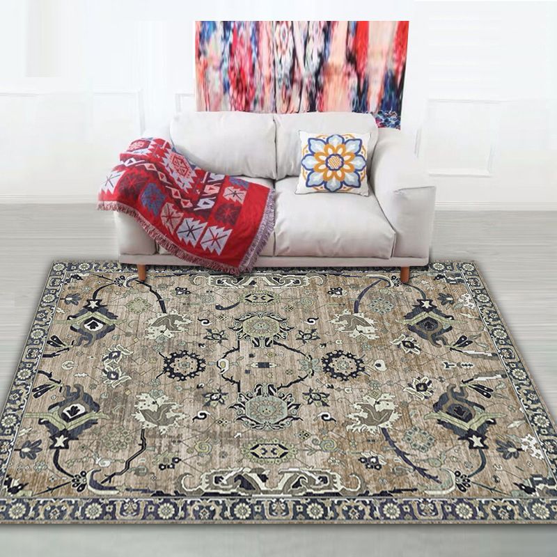 Shabby Chic Tribal Print Rug Multi-Color Bohemian Carpet Synthetics Stain Resistant Anti-Slip Backing Pet Friendly Rug for Room