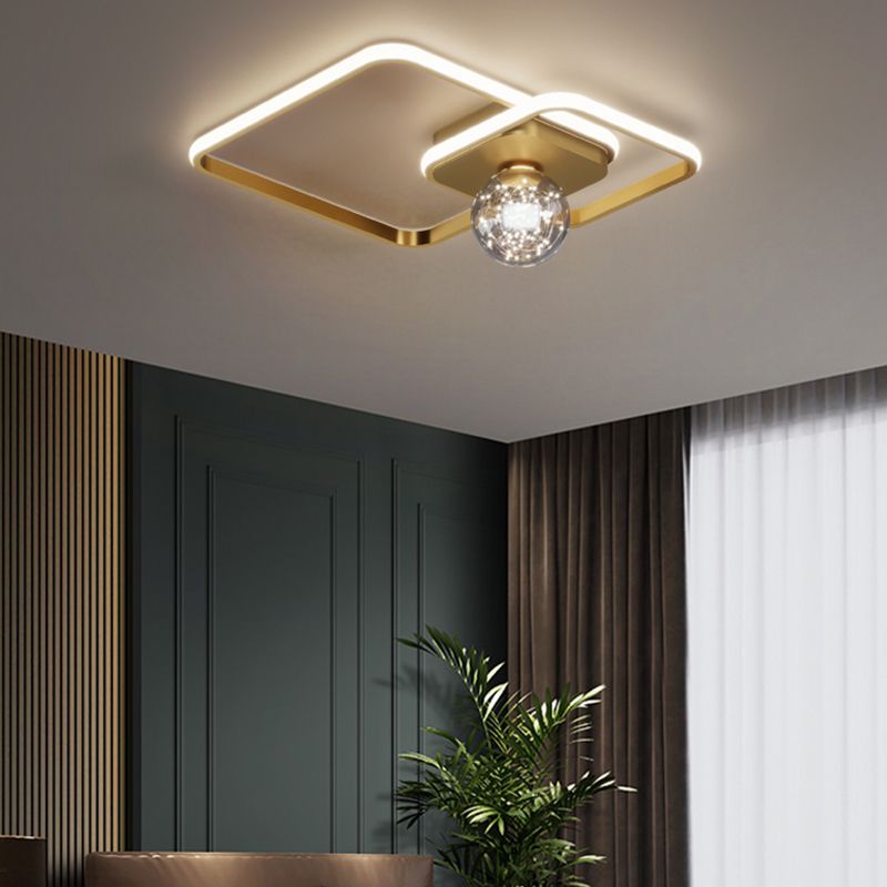 Modern Style Linear Shape Ceiling Fixtures Metal 3 Light Flush Ceiling Light Fixtures