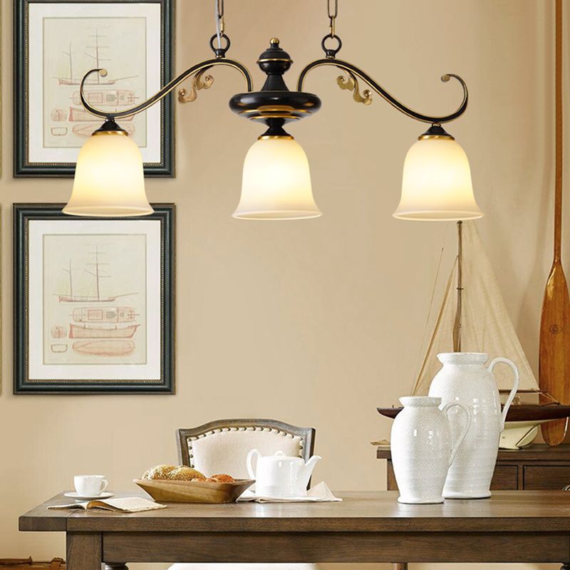 Industrial Pendant Lighting Bell Shape Glass 3 Light Island Ceiling Light