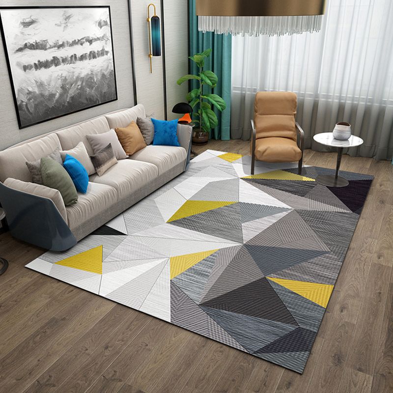 Soft Color House Interior Rug Modern Pencil Sketch Geometric Print Carpet Polyester Stain-Proof Anti-Slip Rug
