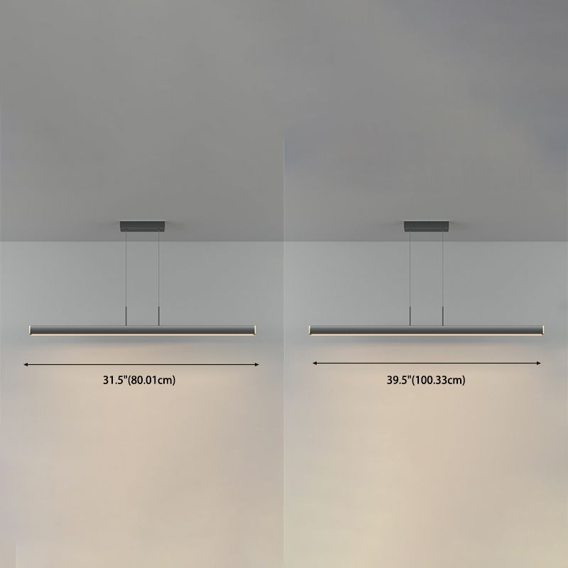 Linear Contemporary Style Island Light Long Strip Kitchen Bar Lighting Fixture in Black