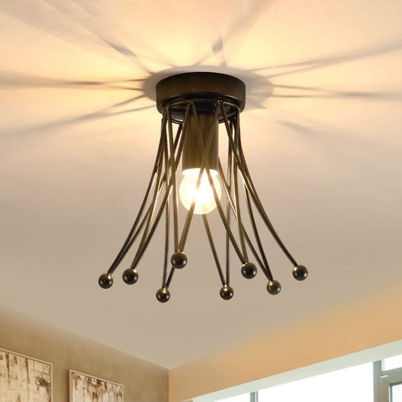 Metallic Crown Flush Mount Lighting Modern 1 Light Kids Flush Ceiling Light in Black/Gold/White