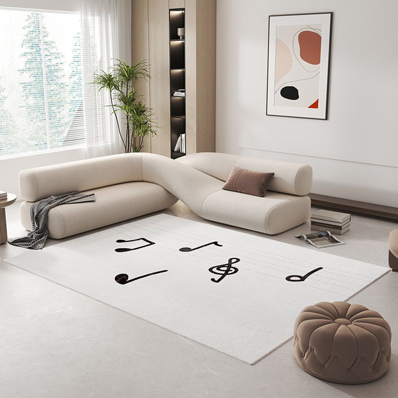 Beige Casual Rug Polyester Line Area Rug Stain Resistant Rug for Home Decor