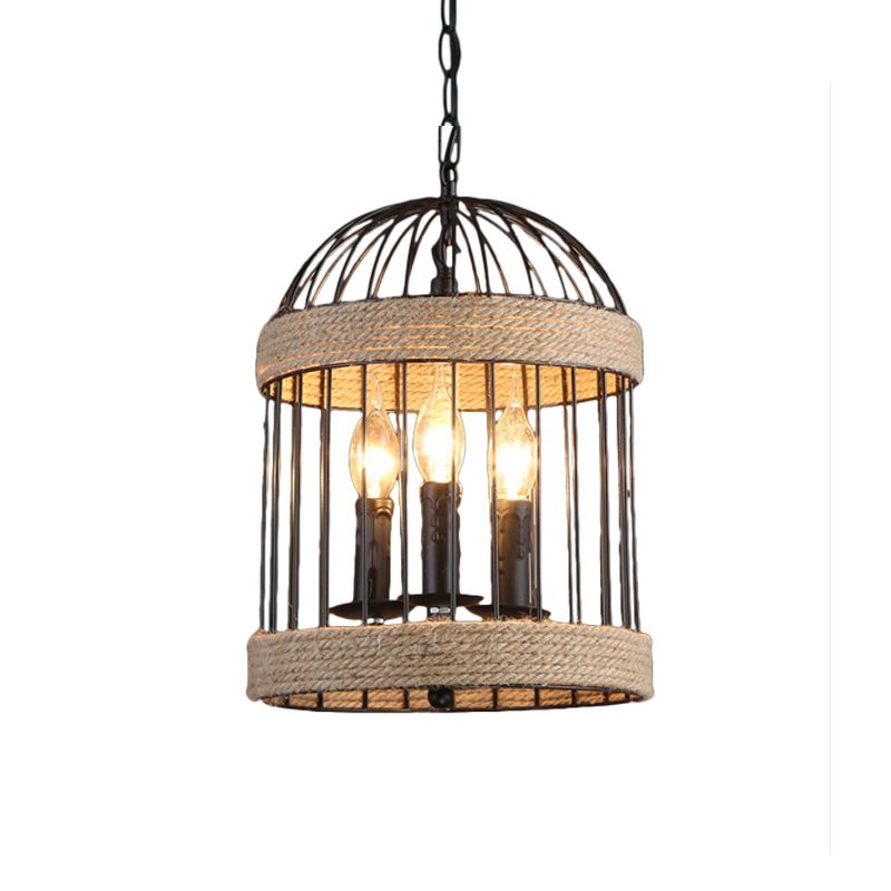 3 bulbes Birdcage plafonnier Light Vintage Black Finis