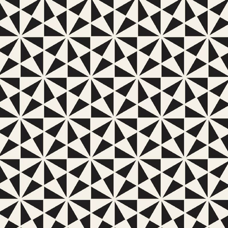 Contemporary Triangle Mural Wallpaper Black-White Floral Print Wall Decoration for Bedroom