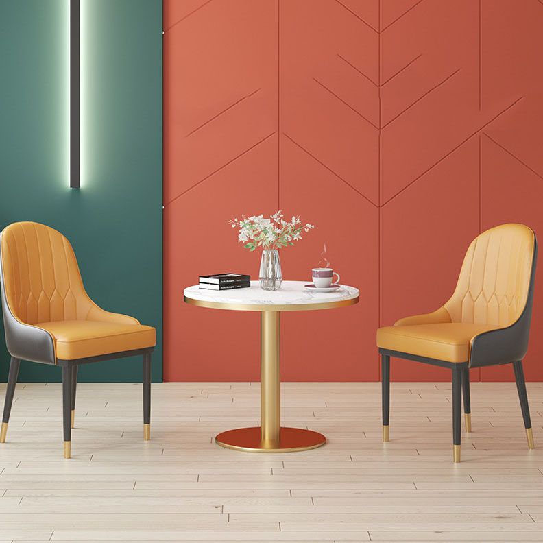 Glam Dining Set for Home 1/3/4/5 Pieces Round Dinette Set with Leather Chairs