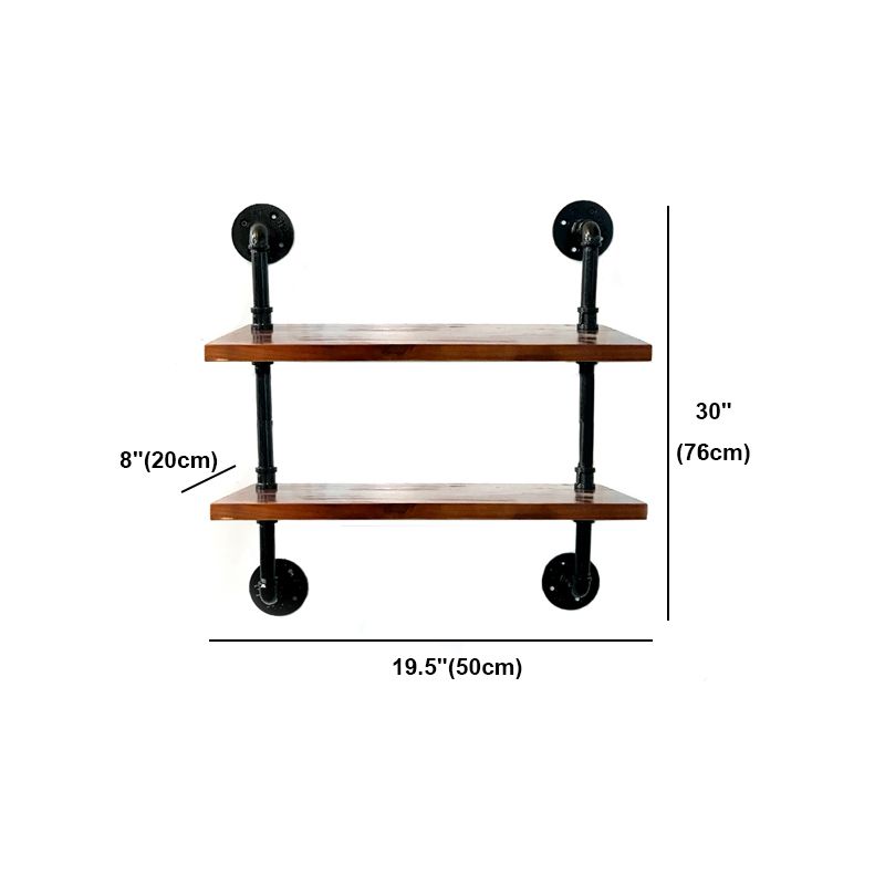 Industrial Style Bookshelf Wall Mounted Solid Wood Bookcase for Home Office