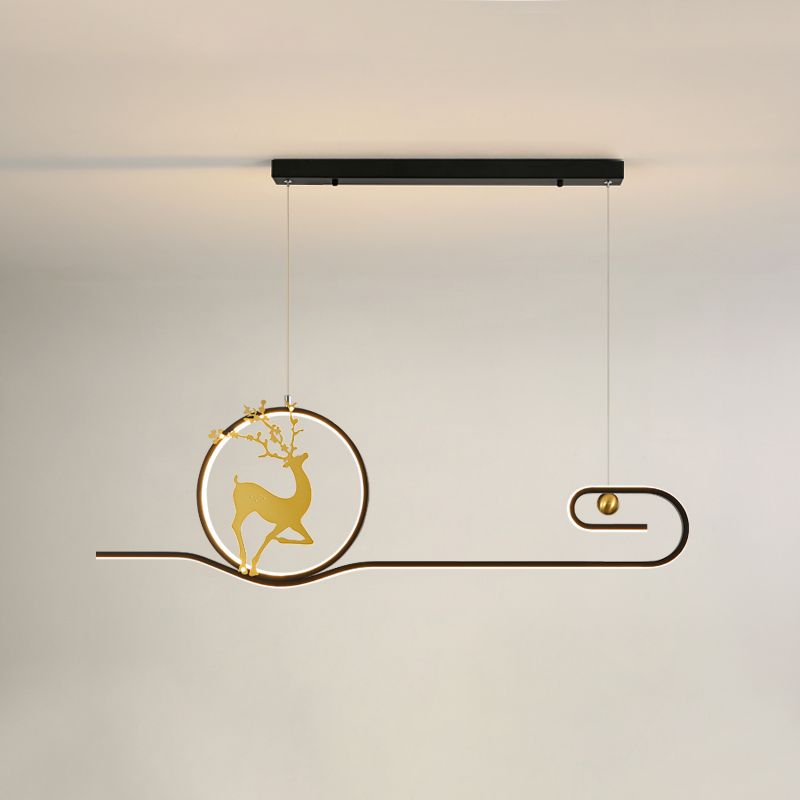 Candelier de la isla de ciervo moderno Candelera de 2 cabezas de restaurantes de iluminación colgante de iluminación
