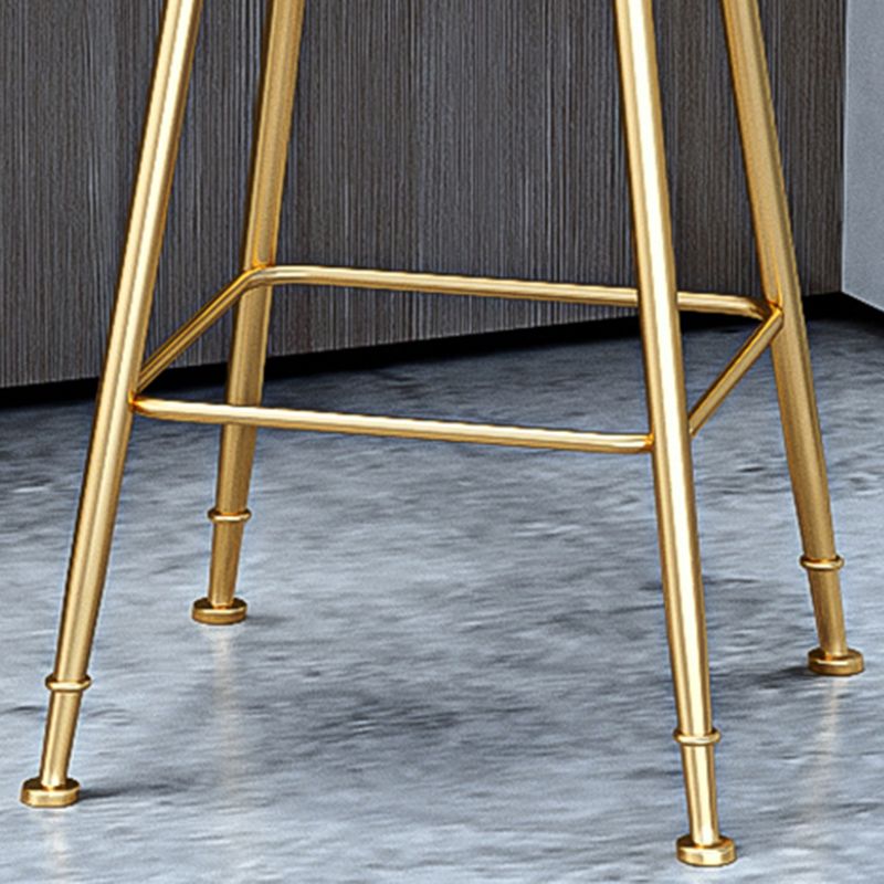 Fabric Round Seat Bar Stools Scandinavian Low Back Barstool with 4 Gold Iron Legs