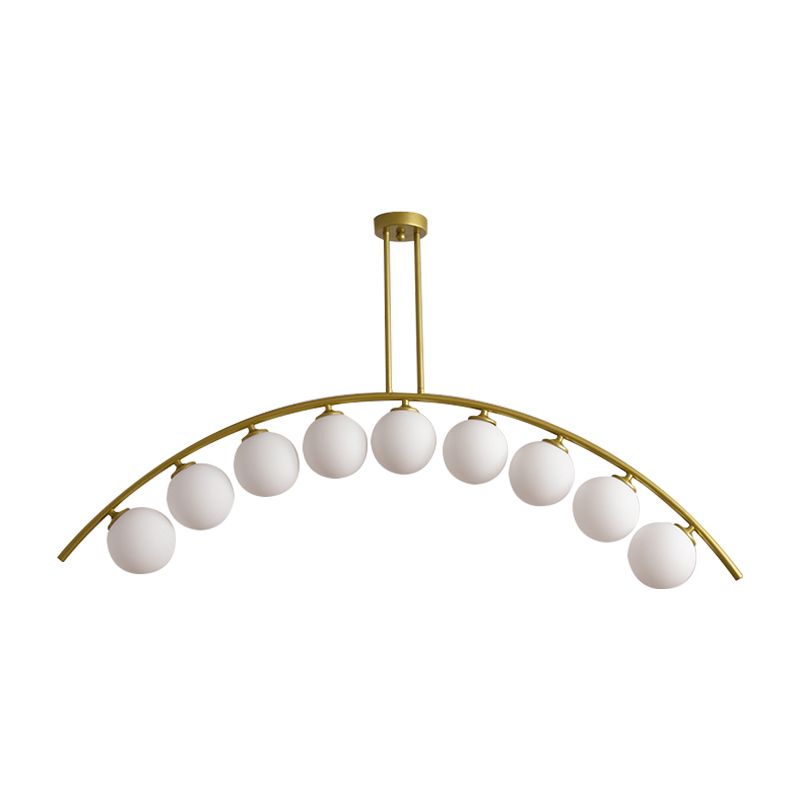 Pendente dell'isola postmoderno 3/5/7 light con luce piena di soffitto curvy in oro per ombra chiara/bianca per cucina