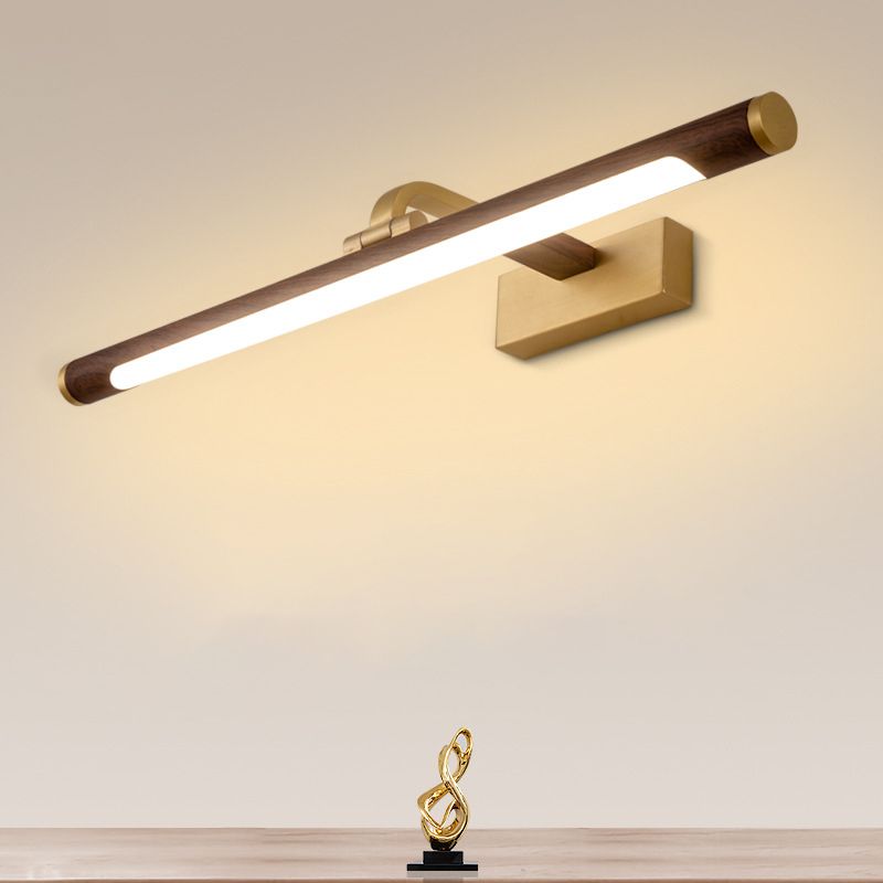 Metal Linear Shade Wall Sconce Modern Style Modern 1 Apparecchio di illuminazione da parete a specchio leggero in marrone