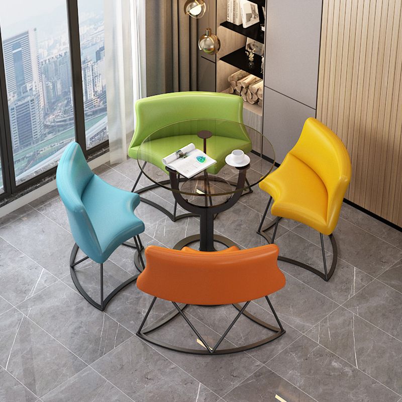 Modern Style Glass Dining Table Black Round Dinner Table with Pedestal Base