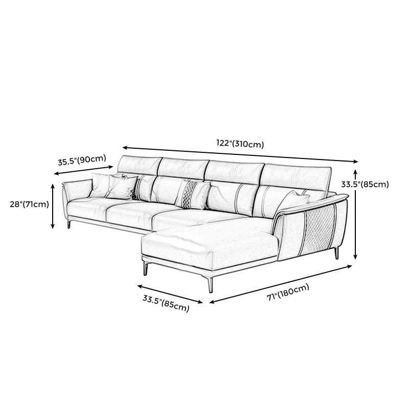 Contemporary Modular Sectional with Pillowed Back Cushions for Four People