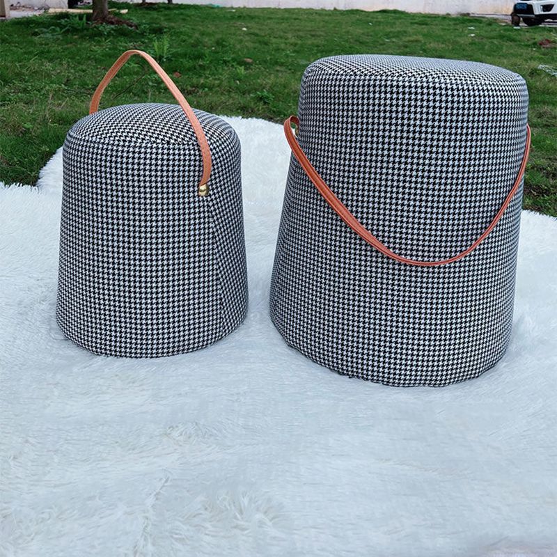 Contemporary Footstool Ottoman Fabric Upholstered Portable Round Ottoman