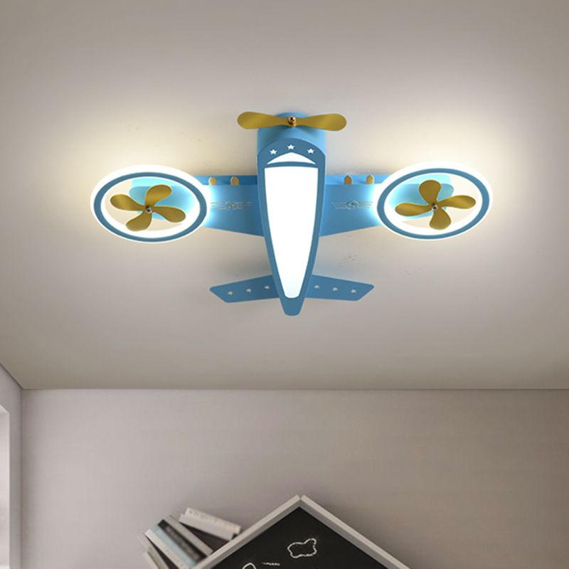 Plafonnier avion bleu Cartoon LED acrylique enfants chambre fluorescente